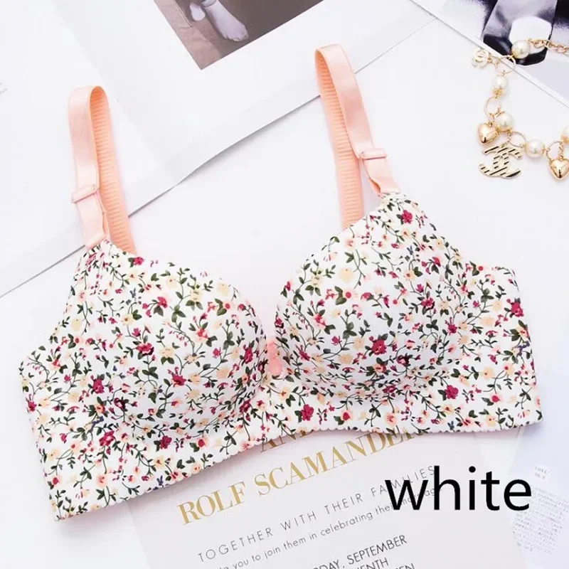 Women Flower Print Seamless Bra Lingerie Floral Push Up Bras One-Piece Underwear - Image 4