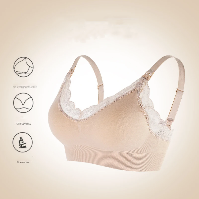 New Wireless Front Open Nursing Bra Soft Lace Breathable Seamless Maternity Breastfeeding Bras Maternal Support For Pregnant - Image 5