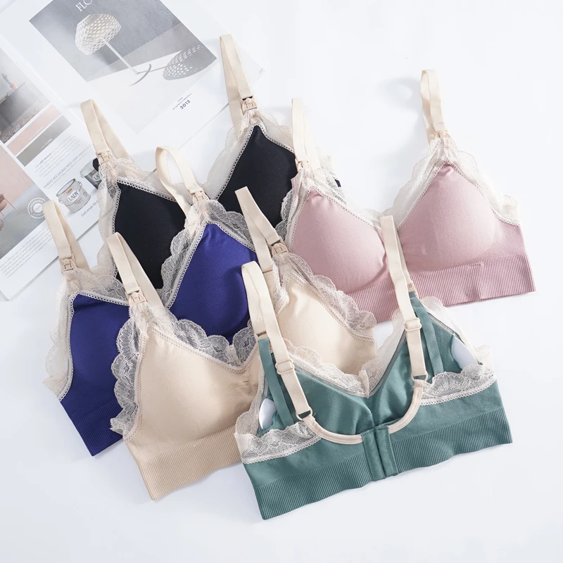 New Wireless Front Open Nursing Bra Soft Lace Breathable Seamless Maternity Breastfeeding Bras Maternal Support For Pregnant - Image 6
