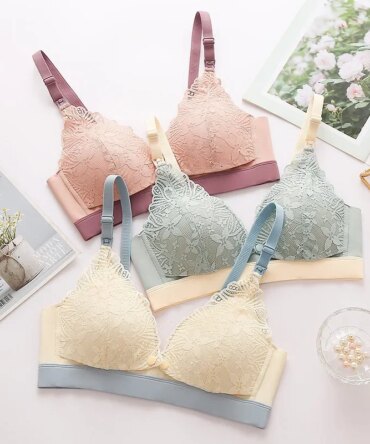Ladies' Seamless Steel-free Thin Maternity Bra Gathered Comfortable Front-open Design For Postpartum Breastfeeding