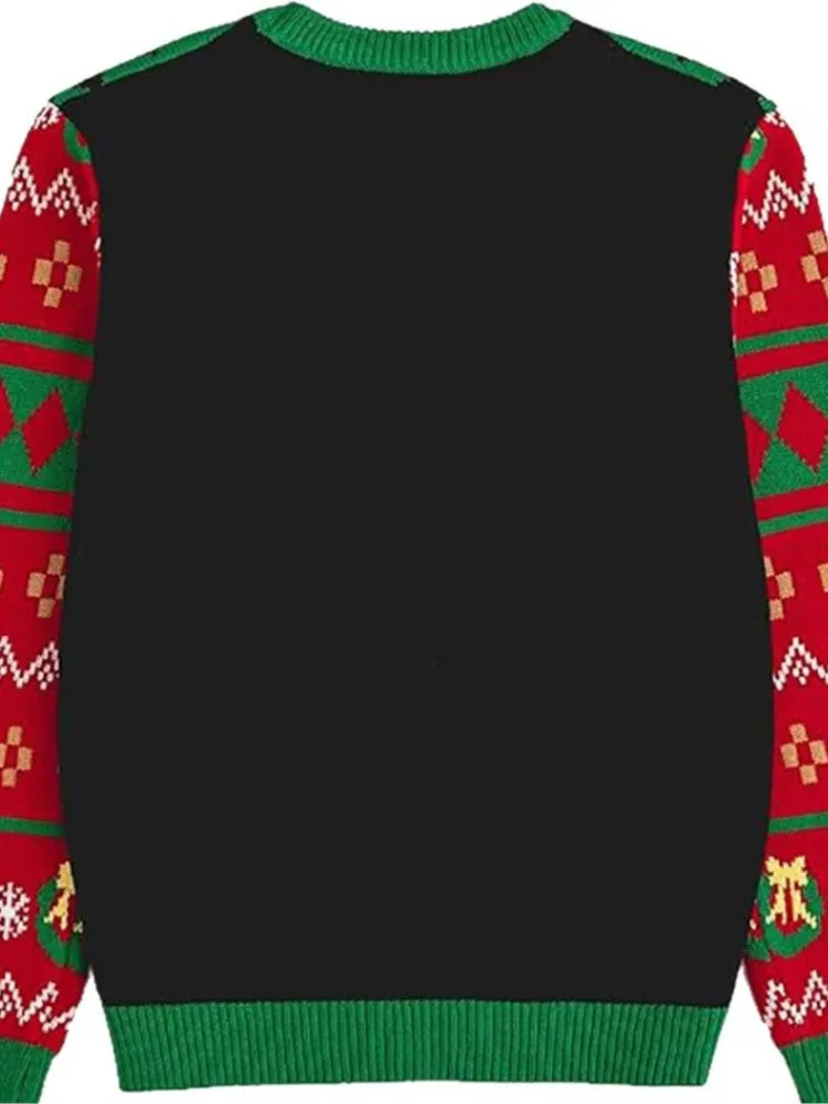 Fashion Casual Family Matching Christmas Sweaters Gingerbread Man Green Knit Pullover Women's Long Sleeve Holiday Party Outfit - Image 4