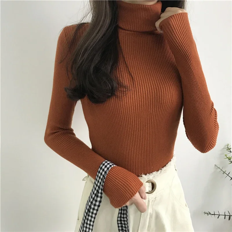 2024 Autumn Winter Thick Sweater Women Knitted Ribbed Pullover Sweater Long Sleeve Turtleneck Slim Jumper Soft Warm Pull Femme - Image 6