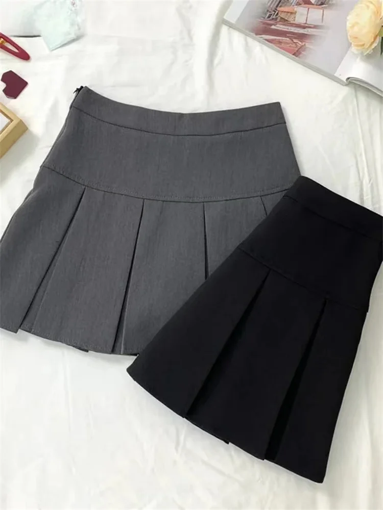 Vintage Gray Pleated Skirt Women Kawaii High Waist Mini Skirts Korean Fashion School Uniform Harajuku Streetwear Spring - Image 6