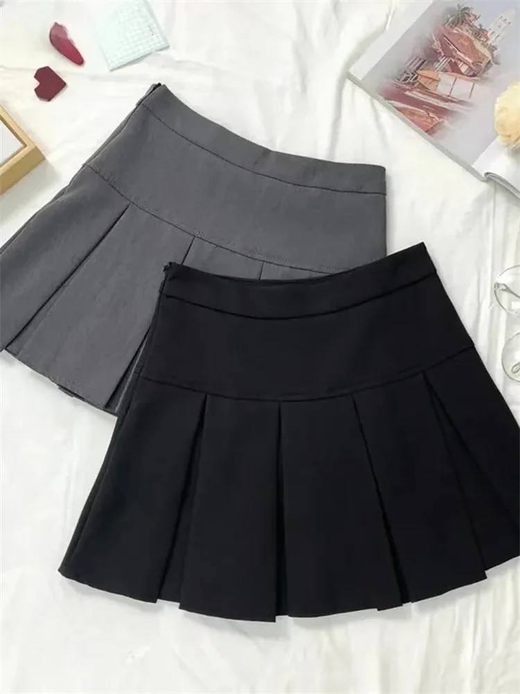 Vintage Gray Pleated Skirt Women Kawaii High Waist Mini Skirts Korean Fashion School Uniform Harajuku Streetwear Spring - Image 5