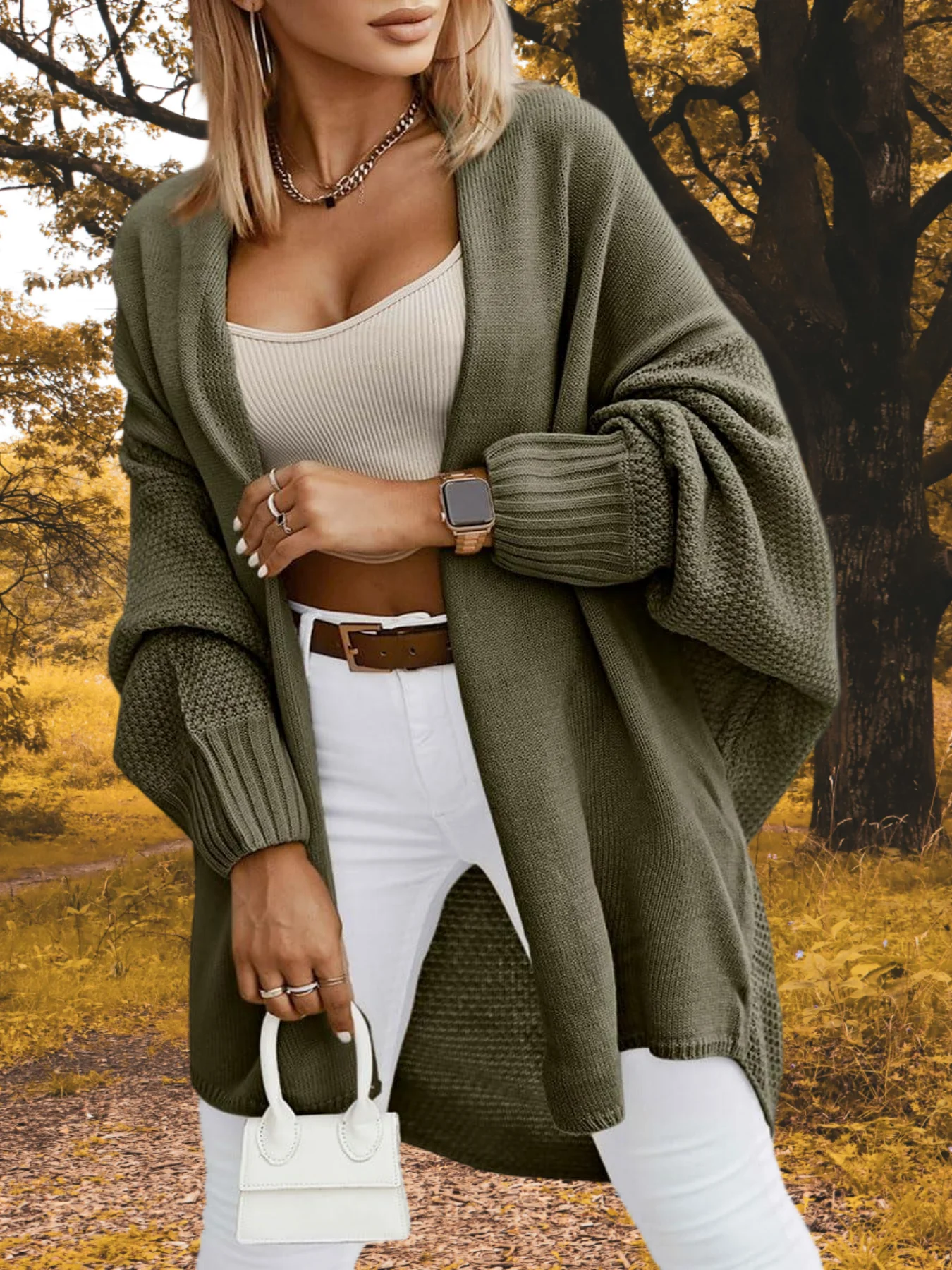 Women's 2025 Fall WinterTrendy Oversized Open-Front Batwing Sleeve Long Cardigan Sweaters Coat