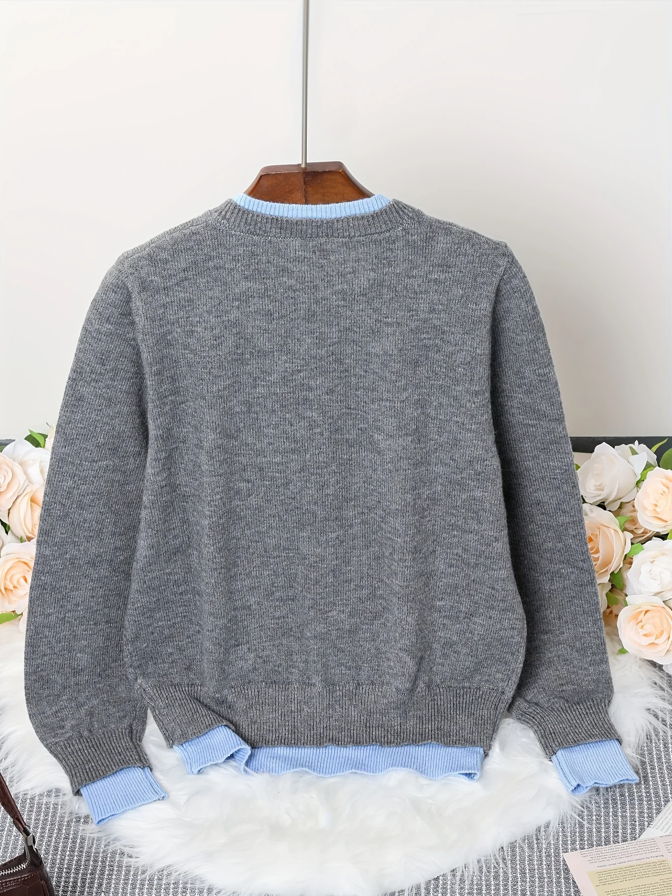 Autumn and Winter New Fashion Woman Sweater Gray Soft Knitted Sweater Top Casual and Versatile Button-up Cardigan Jacket - Image 2