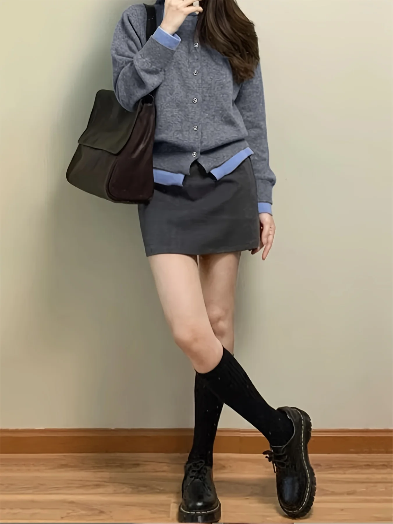 Autumn and Winter New Fashion Woman Sweater Gray Soft Knitted Sweater Top Casual and Versatile Button-up Cardigan Jacket - Image 4