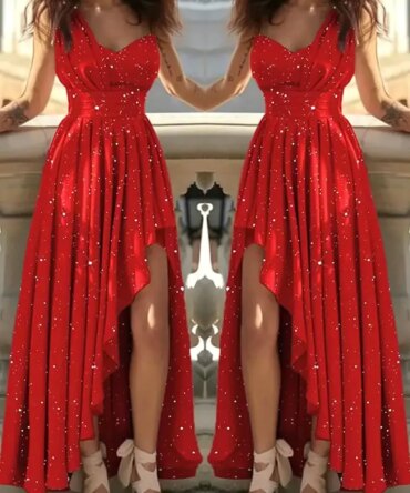 Women Evening Dresses  Elegant Red Cocktail Party Chic Gala Graduation Luxury Formal Occasion Bridesmaid Gown Dress Clothes