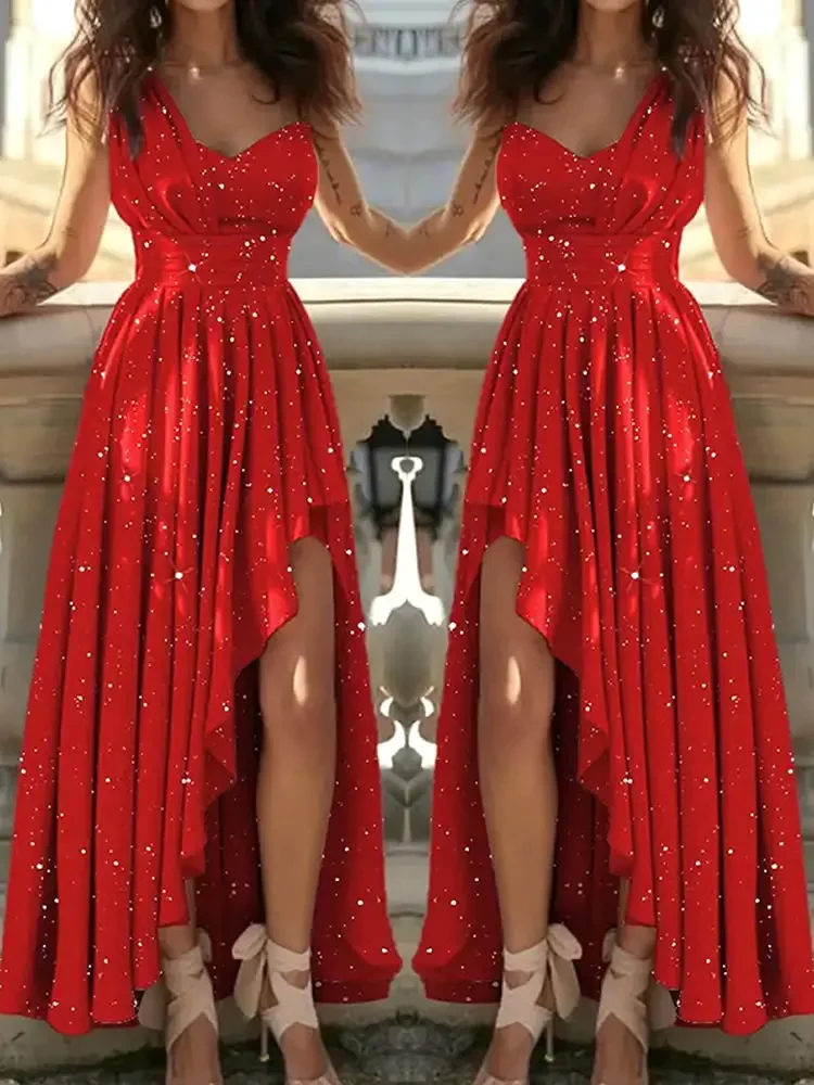 Women Evening Dresses Elegant Red Cocktail Party Chic Gala Graduation Luxury Formal Occasion Bridesmaid Gown Dress Clothes