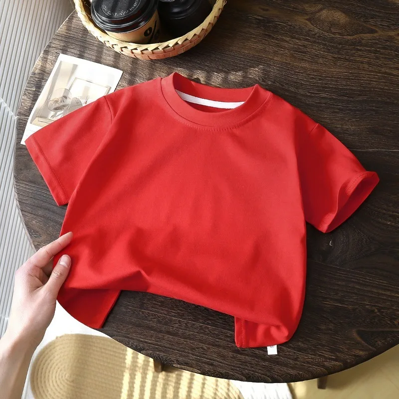 Children's Cotton Short Sleeve White Red Black T-shirt Girls' Summer Baby Clothes Kids Boys' Tops - Image 5