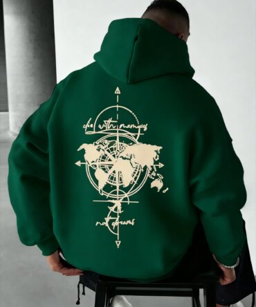 2025 Men'S Vintage Travel Graphic Print Sport Hooded Sweatshirt-Streetwear for Daily and Formal Outings, Urban Fashion Essential