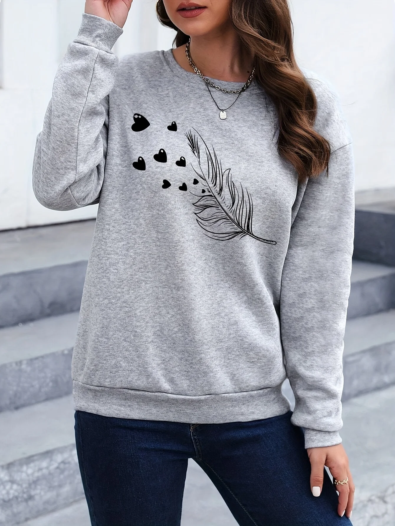 Loose Sweatshirt Casual Long Sleeve Women Autumn and Winter Comfortable Pullover Crewneck Loose Female Clothes Graphic Y2K Top - Image 3