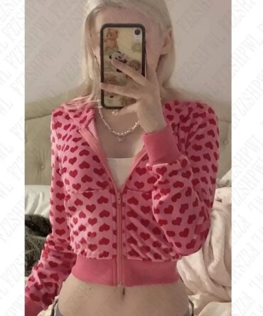 Y2k Women Harajuku Aesthetic Kawaii Cute Hoodies Clothes Graphic Hip Hop Punk Gothic Zip Up Hoodies Casual Streetwear EMO Girl