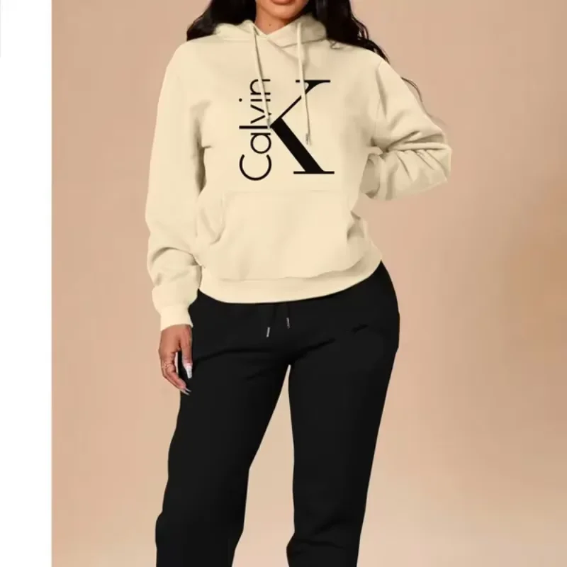 Women's Casual Hooded Sweatshirt Long Sleeve Letter Print Top Winter Fitted Sportswear with Pockets - Image 5