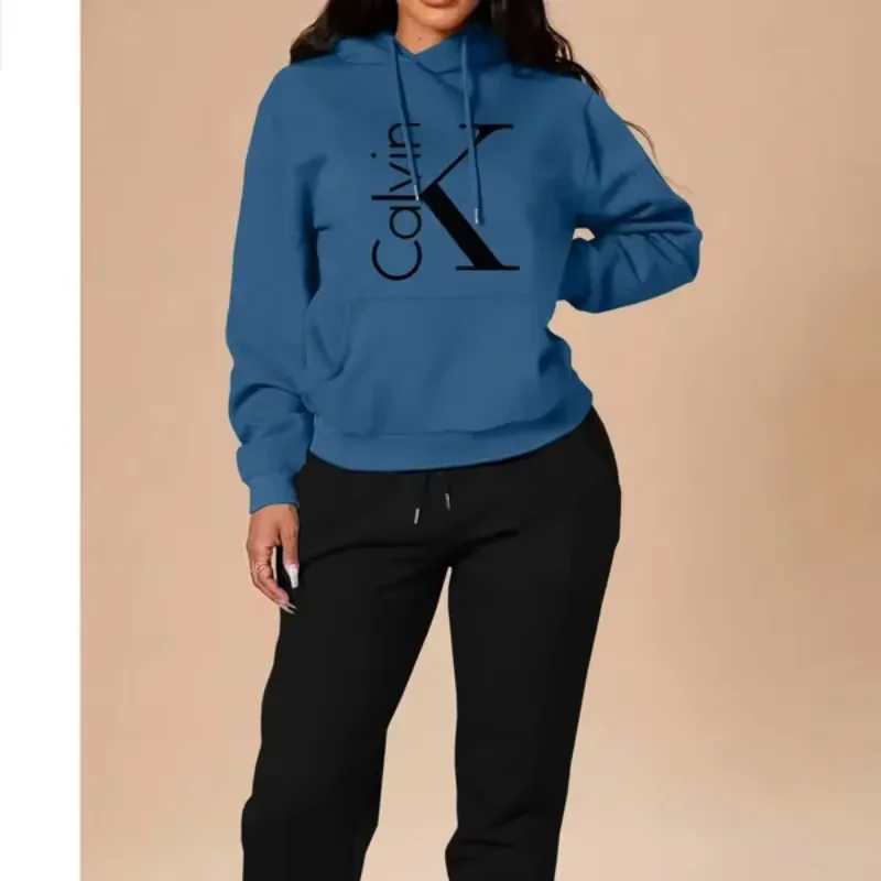 Women's Casual Hooded Sweatshirt Long Sleeve Letter Print Top Winter Fitted Sportswear with Pockets - Image 4
