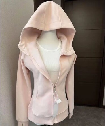 Streetwear Black Hoodie Coat 2025 Women's Clothing Hooded Zipper Slim Fit Y2k Jackets Casual Fashion Sweatshirts Tops Ropa Mujer