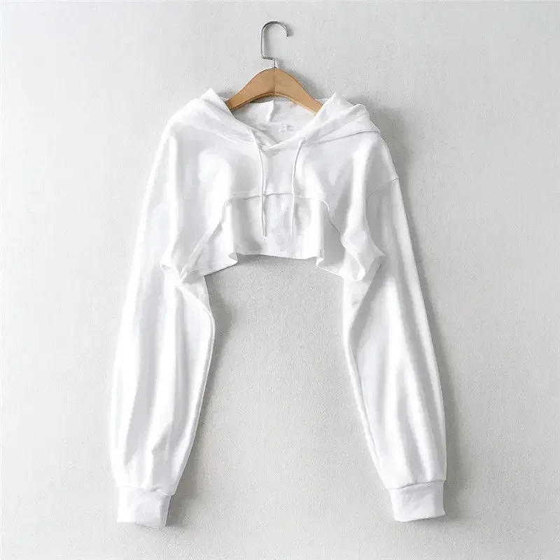 Hoodie Female Hoodie Personality Irregular Crop Ultra Short Style Long Sleeve Top Female Drop Shipping Sweatshirt Y2k Clothes - Image 6