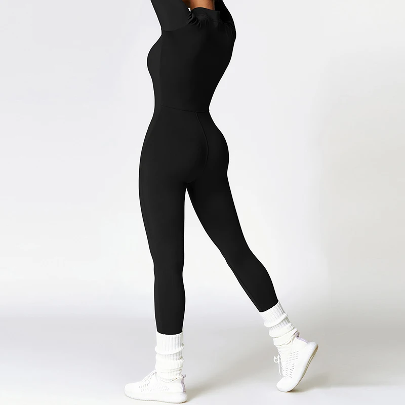 Warm Thin Fleece Jumpsuits Women's Tracksuit Winter One-Piece Sports Suit Black Fitness Jumpsuit Long Sleeves Workout Bodysuit - Image 6