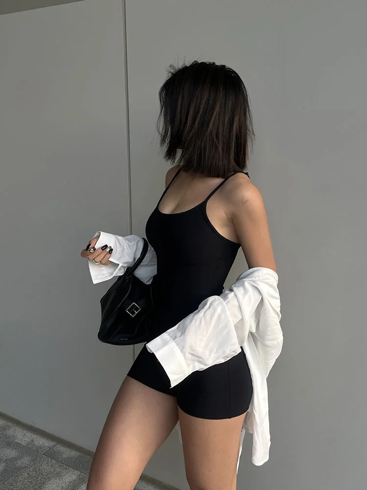 Solid Backless Tank Bodysuit Hot Camisole Top Jumpsuit Women's Bodycon Summer Black Sleeveless Slim Rompers Y2k Clothing - Image 4