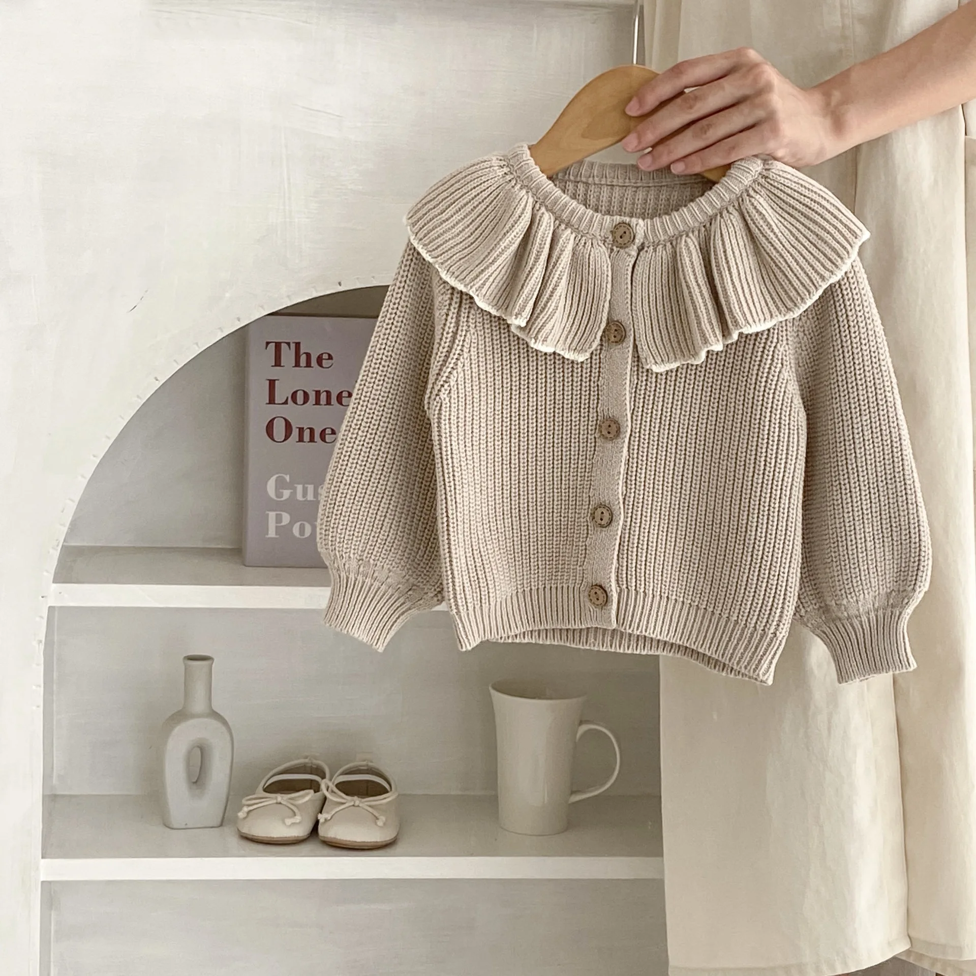 INS Spring and Autumn Infants' 0-3 Year Old Girl Baby Fashion Ruffle Collar Knitted Coat Small Cardigan Sweater Top - Image 5