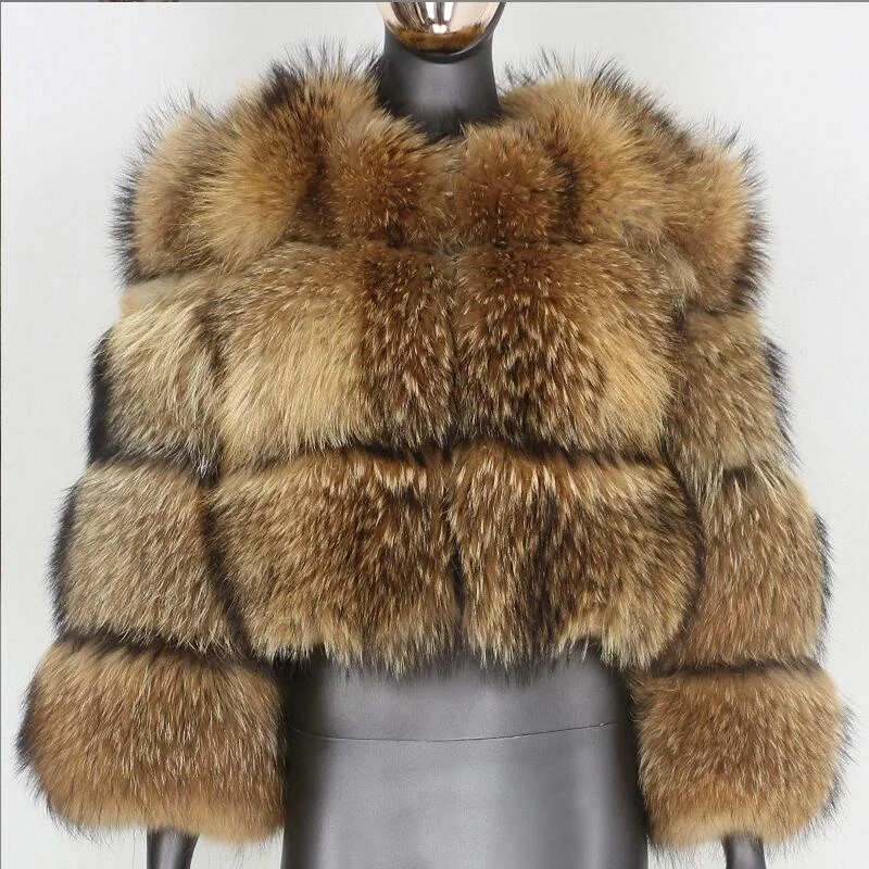 Faux Fur Coat Women's Jacket Winter Fashion Warm Thick Fox Raccoon Leather Brown Plus Size Especially Fake Fur Cold Coat - Image 3