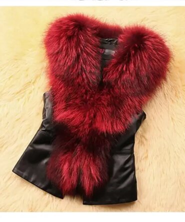 Women Leather Jacket Fur Collar Stitching Simulation Leather Oversized Raccoon Autumn Winter Solid Color Sleeveless Vest Coat