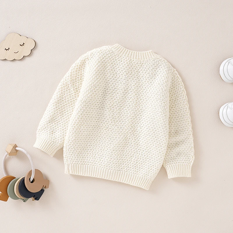 Baby Sweater Cotton Knitted Newborn Kid Clothing Fashion Solid Tops Outerwear Infant Girls Boys Cardigan Long Sleeve Autumn 0-3Y - Image 3