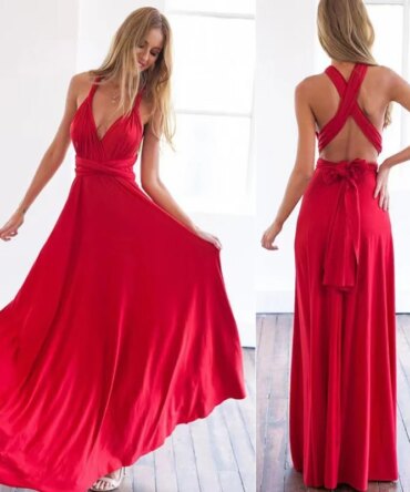  Women Multiway Wrap Convertible Boho Maxi Club Red Dress Bandage Long Dress Party Bridesmaids Infinity Robe Longue Femme