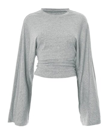 Women's Long Sleeve O-Neck Skinny T-Shirt Monochromatic Crop Top Casual Y2K Streetwear Fashion Pullover Summer Outfit