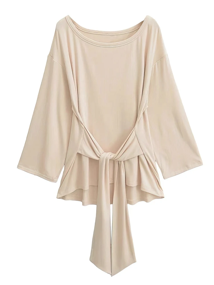 Thin See Through Long sleeve Oversize T shirt Women Bandage Off shoulder Top Female Basic Long Tees Korean Chic Lady New