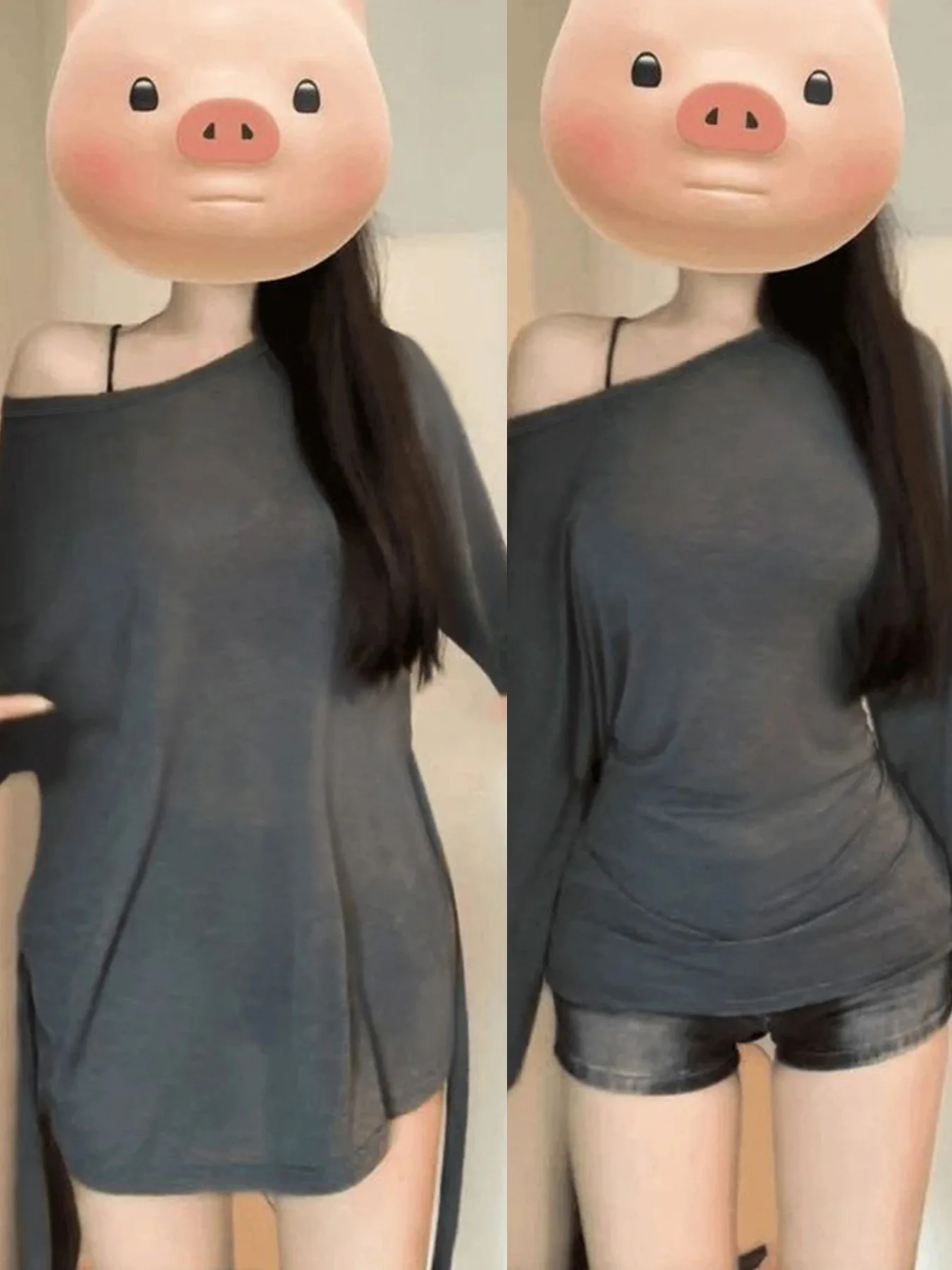 Thin See Through Long sleeve Oversize T shirt Women Bandage Off shoulder Top Female Basic Long Tees Korean Chic Lady New - Image 6