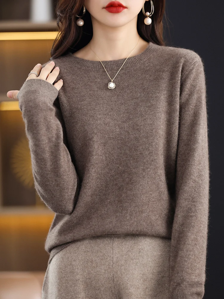 100% Pure Cashmere Knit Sweater Pullover Autumn Winter Hot Sale O-Neck Sweaters Women Soft High Quality Ladies Jumpers Clothes - Image 4