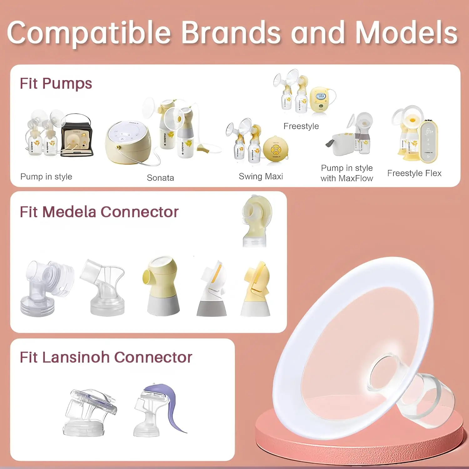 BPA Free Silicone Pad Flange Compatible with Medela Breast Pump Parts, Replace Flanges Accessories for Spectra Pump Parts - Image 5