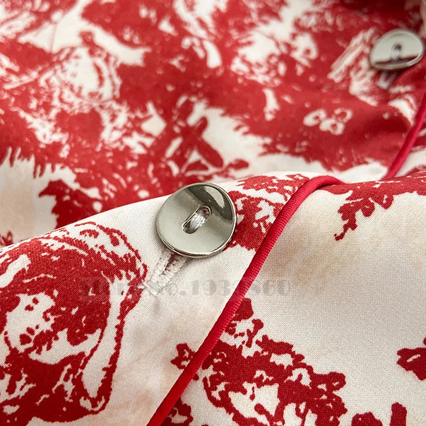 Fashion Print Flower 2PCS Pajamas Set Women Sleepwear Spring Summer Trouser Suits Lounge Wear Loose Satin Homewear Pijamas Suit - Image 3