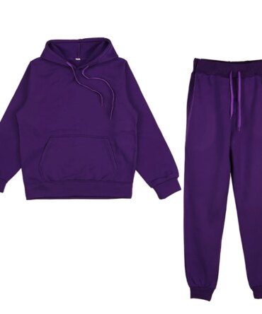 Women Fleece Two Piece Sets Elegant Solid Color Oversized Warm Hoodies and Long Pant Sports Suit Autumn Winter Tracksuit 2021