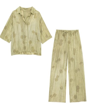 Women's Set 2024 New Fashion Spring Jacquard Loose Ladies Shirt Summer Women Pants Casual Chic Print Set for Women