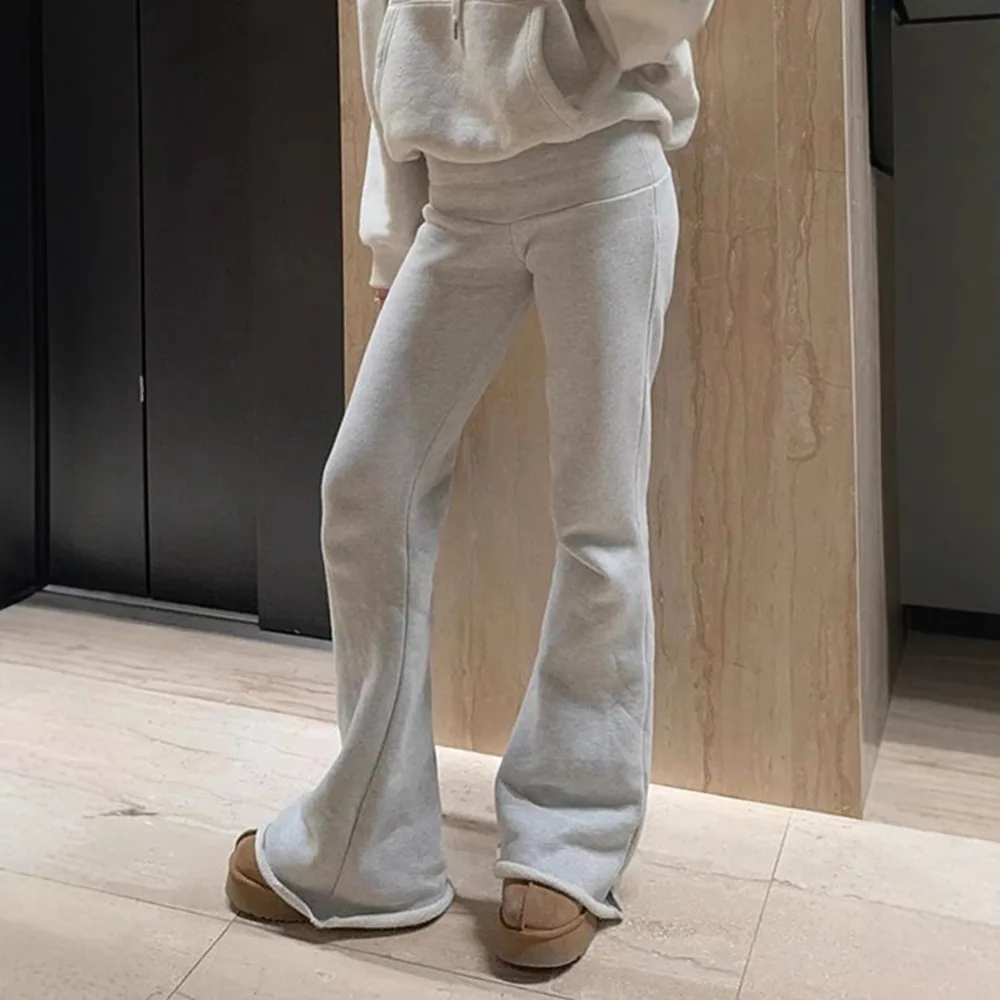 Casual Basic Solid Flare Pants Y2K Slim Low-Waisted Boot Cut Pants Women 2024 Autumn Spring Fashion Streetwear Lady