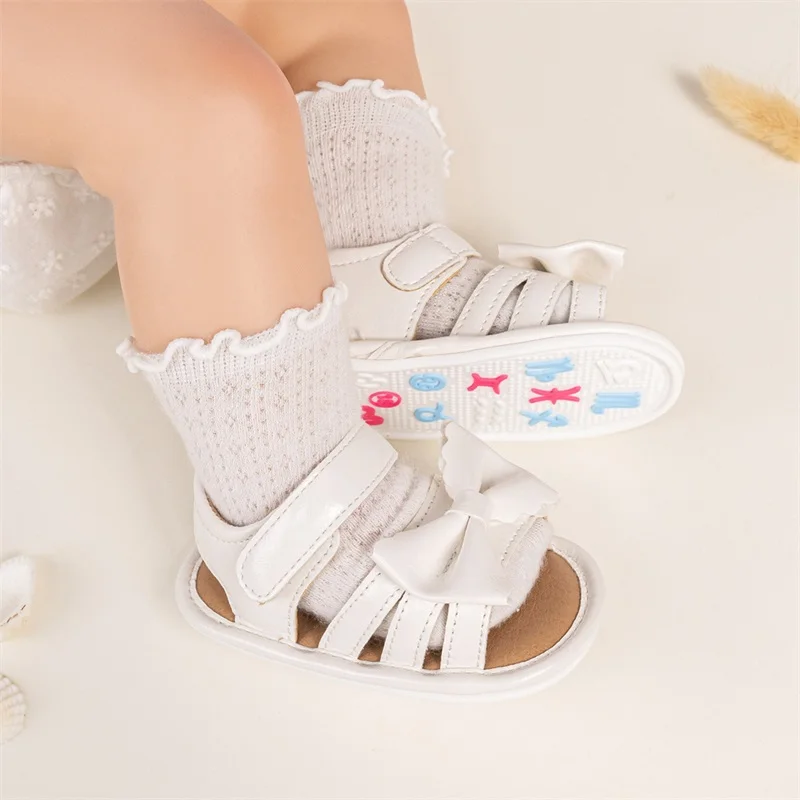 Cute Baby Girl Sandals Stylish PU Leather Non-slip Bowknot Flats for Summer Comfortable Toddler Shoes for Everyday Wear - Image 4
