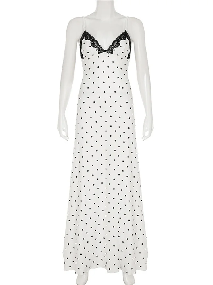 Tossy Lace V-Neck Patchwork Maxi Dress Women Backless High Waist Slim Spaghetti Contrast Party Dress Female Spring Long Dress - Image 6