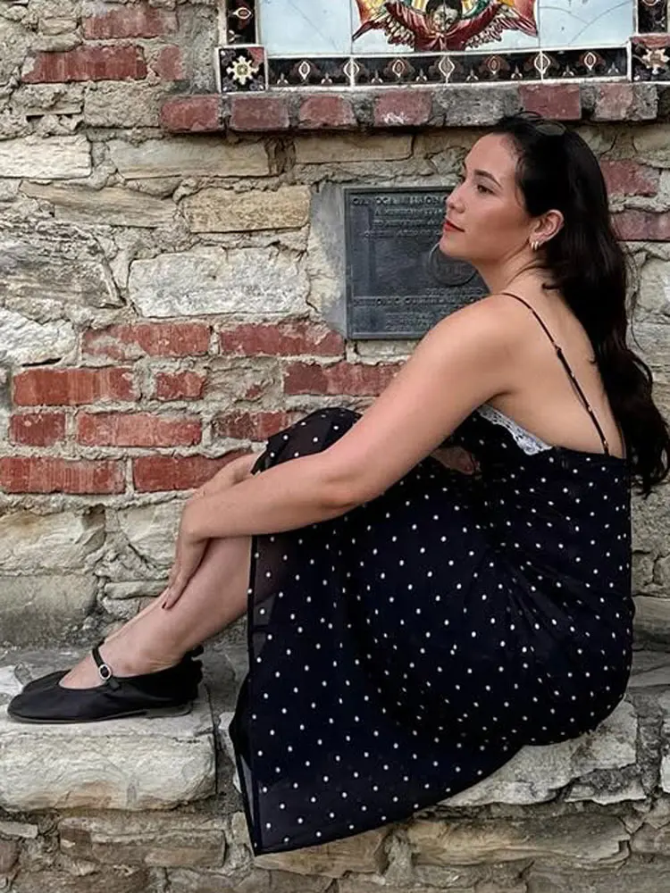 Tossy Lace V-Neck Patchwork Maxi Dress Women Backless High Waist Slim Spaghetti Contrast Party Dress Female Spring Long Dress - Image 5