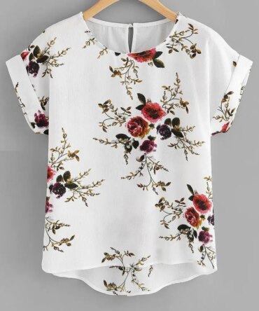 Summer Fashion Floral Print Blouse Pullover Ladies O-Neck Tee Tops Female Women's Short Sleeve Shirt Blusas Femininas Clothing