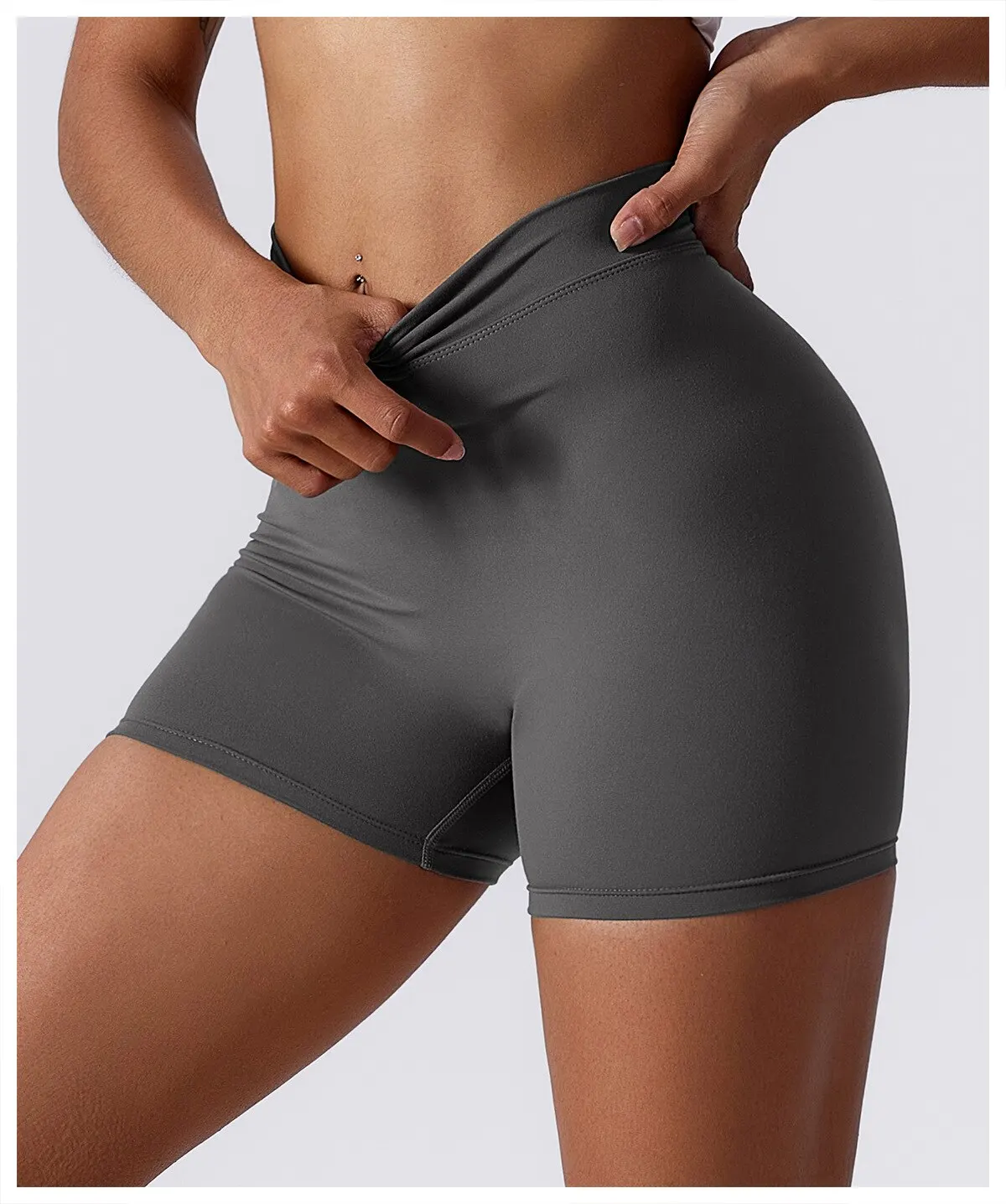 Women's Stretch Yoga Shorts With Hip Lifting And Abdominal Tightening Tight Fitness Wearing Running Pants Externally - Image 3