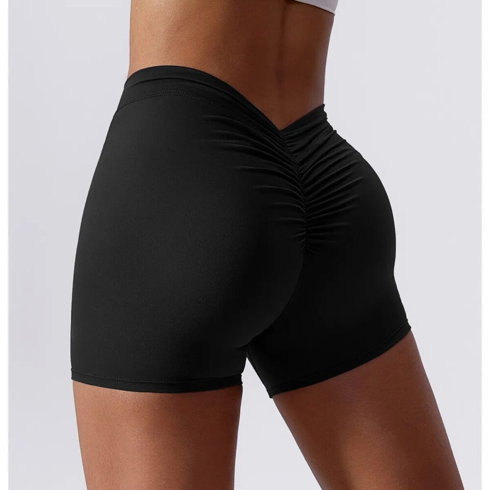 Women's Stretch Yoga Shorts With Hip Lifting And Abdominal Tightening Tight Fitness Wearing Running Pants Externally