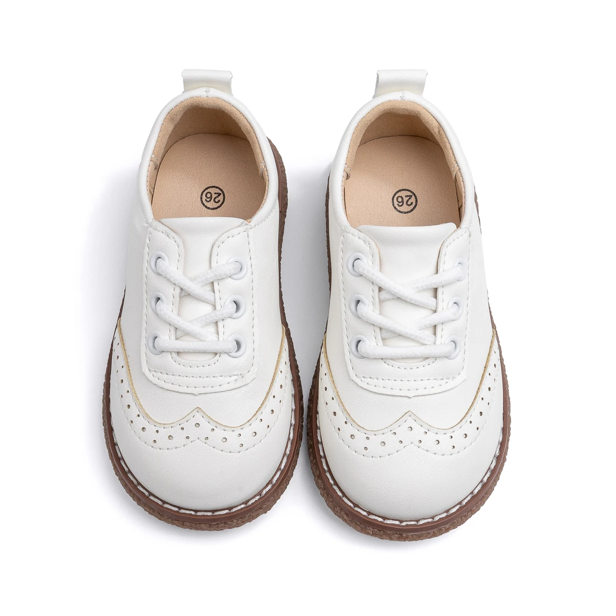 KIDSUN Children Retro Casual Leather Shoes Comfortable Breathable Rubber Soft Anti-Slip Flat Sole Lace Up Solid Color Flats Shoe - Image 2