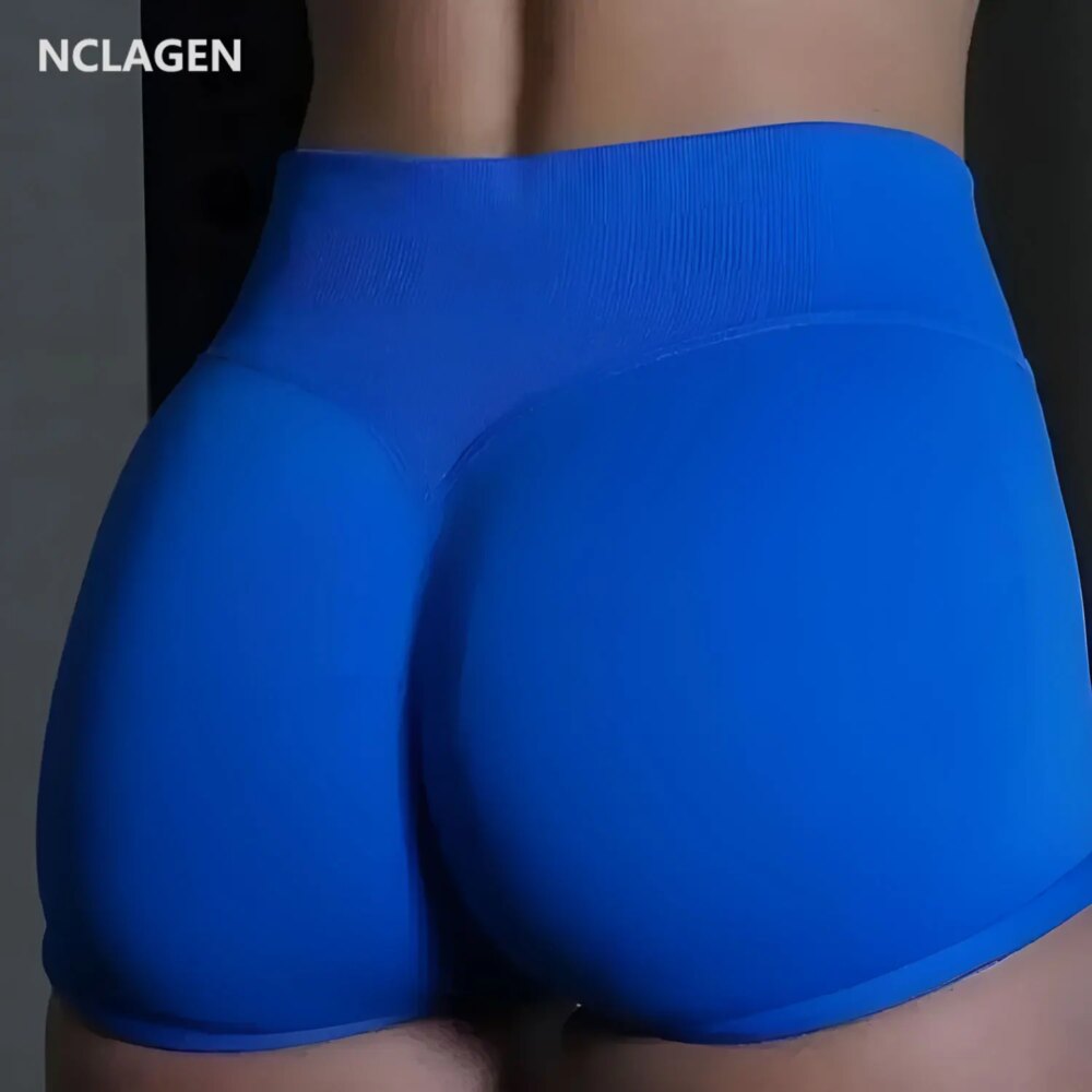 NCLAGEN Impact Shorts Women Low Rise Workout Gym Clothes Running Seamless Sports Leggings Scrunch Booty Hip Lifting Yoga Shorts