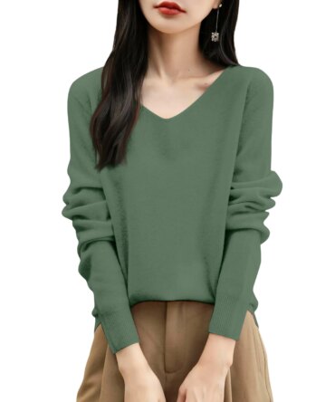 Women'S Fashion Flat-Knit V-Neck Pullover Sweater Solid Color Long-Sleeve Top Pulls Femmes Woman Clothes Sweater For Woman