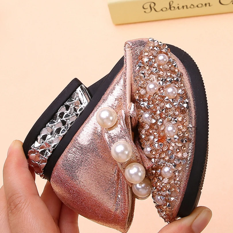 Summer Girls Shoes Bead Mary Janes Flats Fling Princess Glitter Shoes Baby Dance Shoes Kids Sandals Children Wedding Shoes Gold - Image 4
