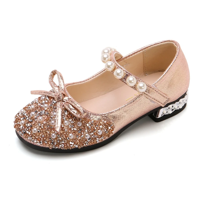 Summer Girls Shoes Bead Mary Janes Flats Fling Princess Glitter Shoes Baby Dance Shoes Kids Sandals Children Wedding Shoes Gold - Image 5