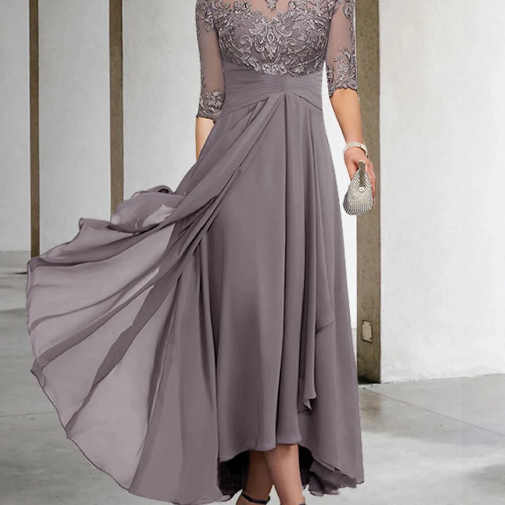 A-Line Mother of the Bride Dress Wedding Guest Elegant Plus Size V Neck Ankle Length Lace Beading Appliques 2025 free customized