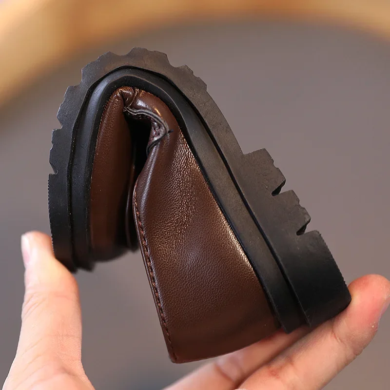 Children Leather Shoes for Boys Girls Kids Loafers Slip-on School Flats Casual Sneakers for Wedding Formal Occasions Party 21-36 - Image 4